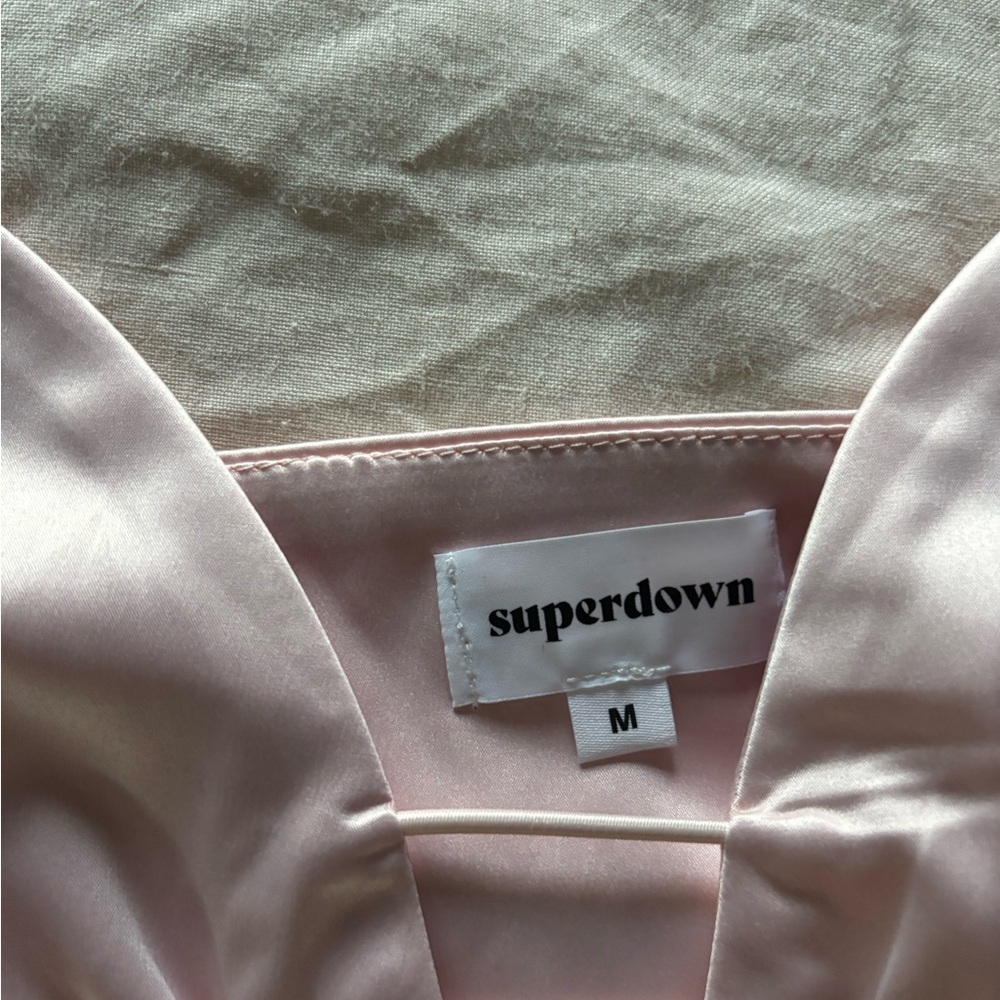 REVOLVE - Superdown light ballerina pink satin strappy crop tank top valentines - Picture 3 of 3